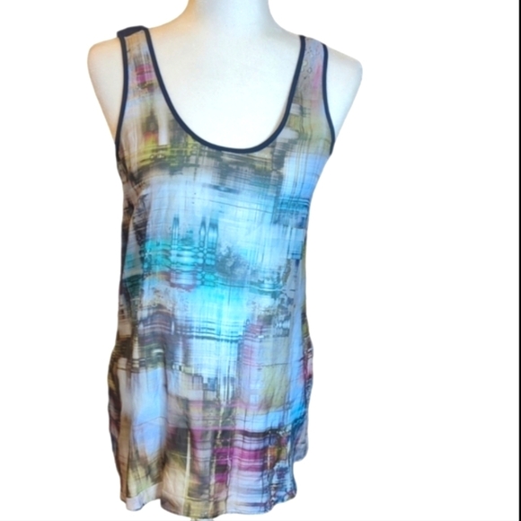 Lola & Sophia navy print chiffon silky sleeveless scoop neck top NWT sz XS. - Picture 1 of 7